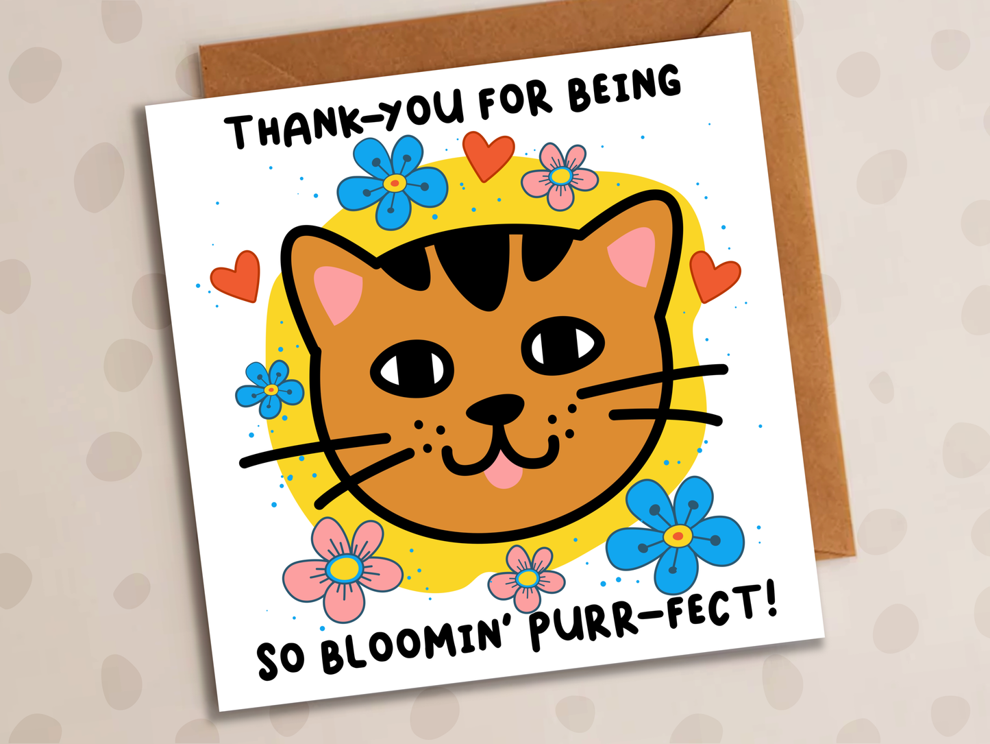 You Are Bloomin Purr-fect Card, Thank-You, Cat