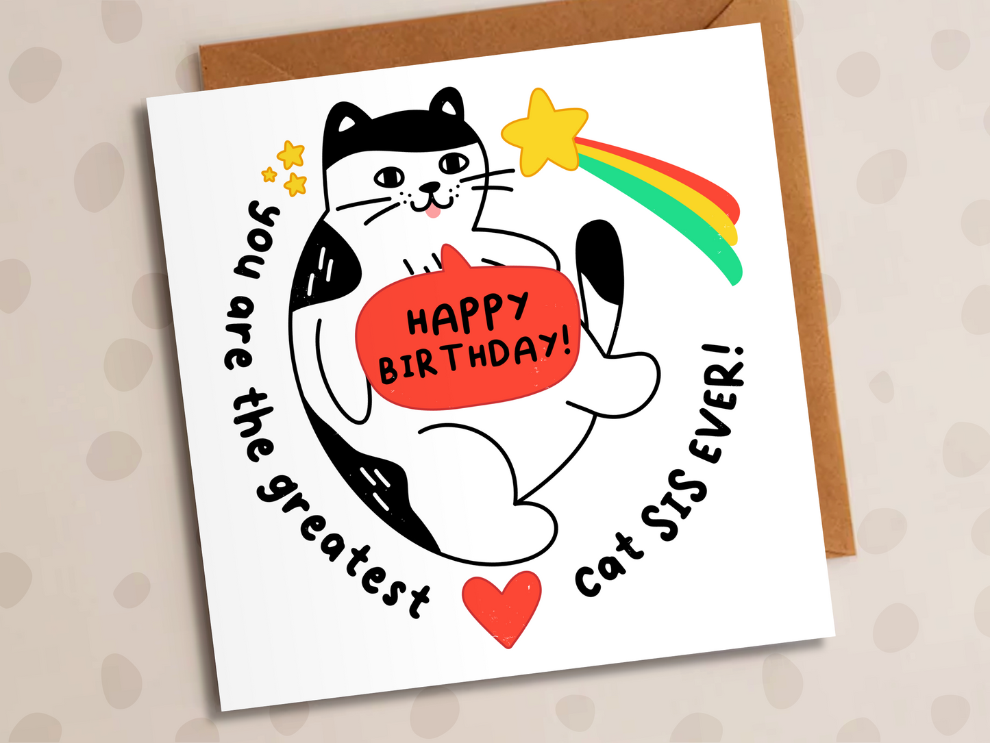 Greatest Cat Sis Ever Card, Birthday, Belly Rub