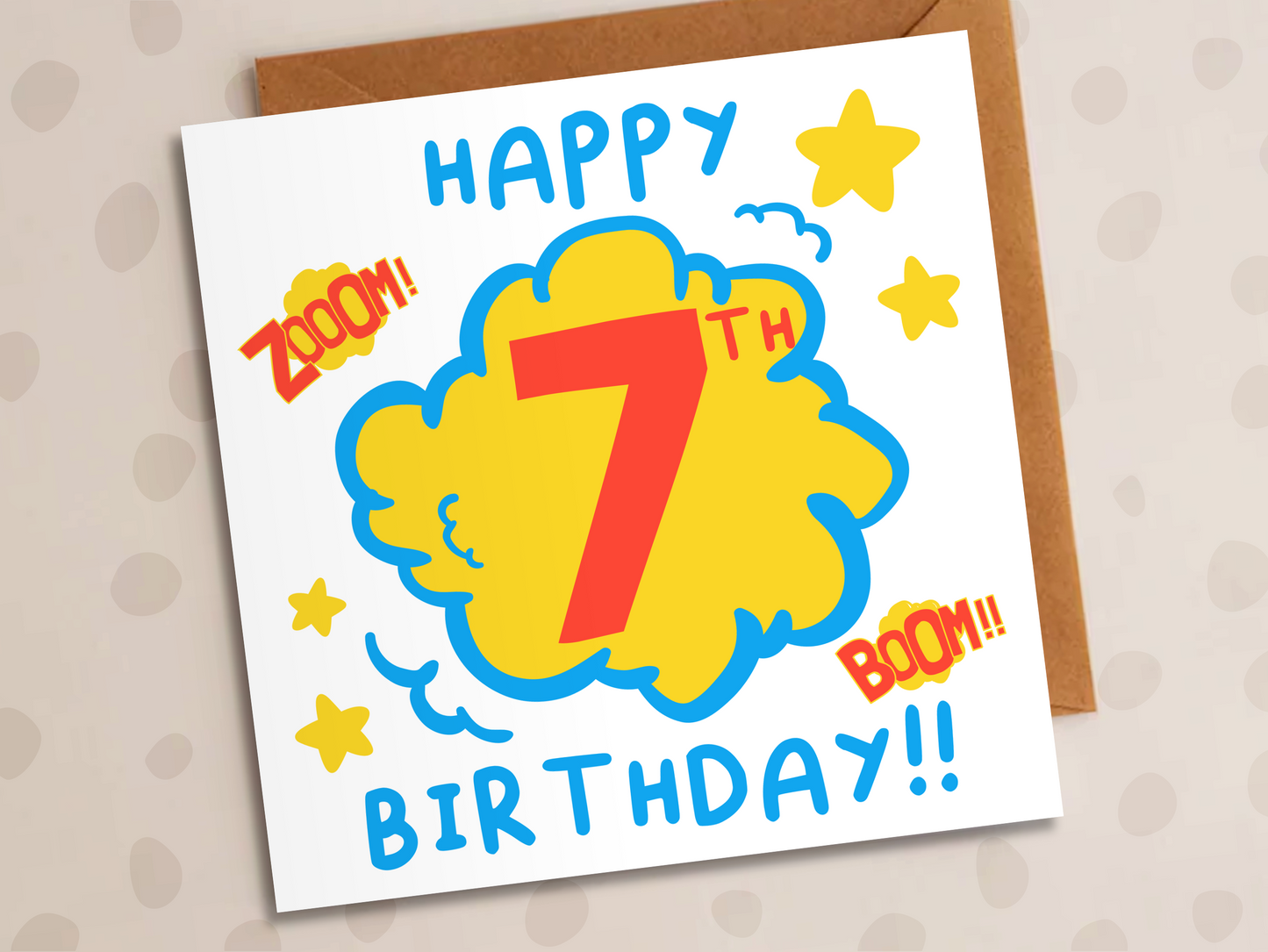 Super Hero Birthday Card, Age 7