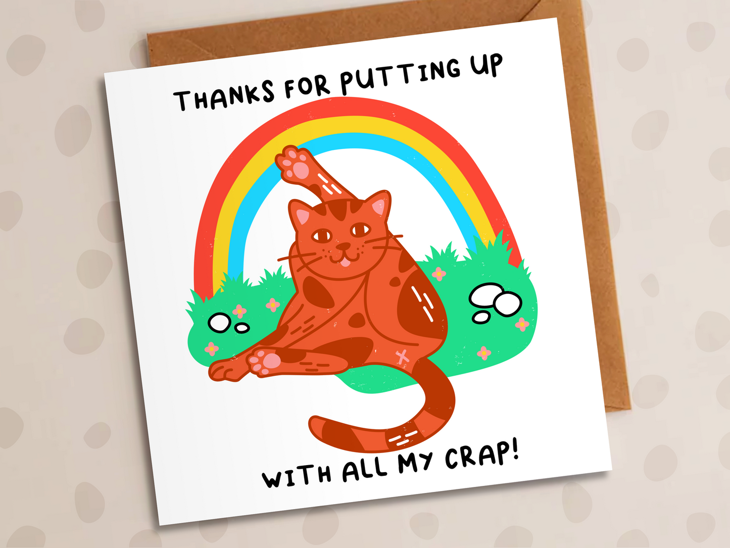 Thanks For Putting Up With Me Card, Thank-You, Cat