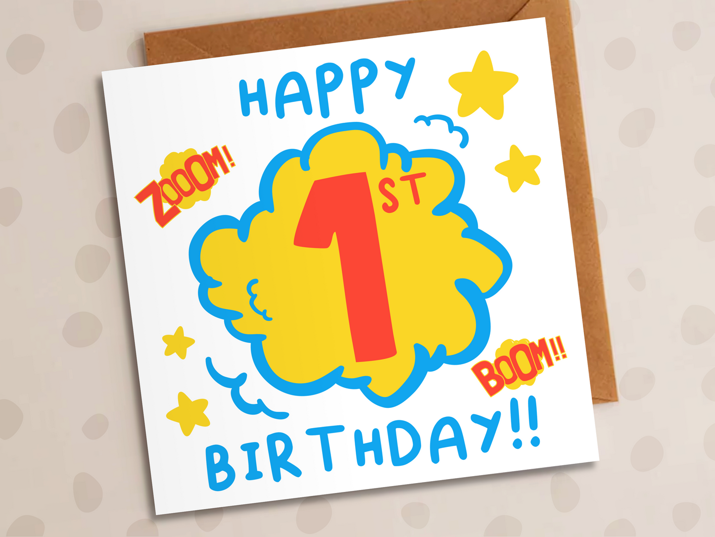 Super Hero Birthday Card, Age 1