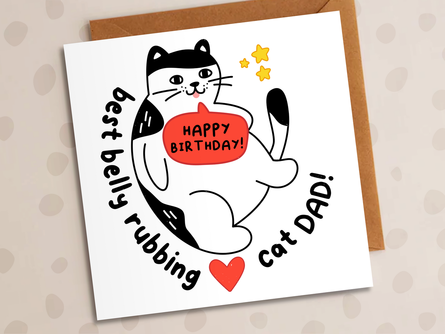 Cat Dad Card, Birthday, Best Belly Rubbing