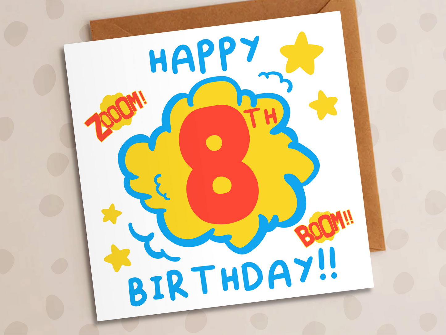 Super Hero Birthday Card, Age 8