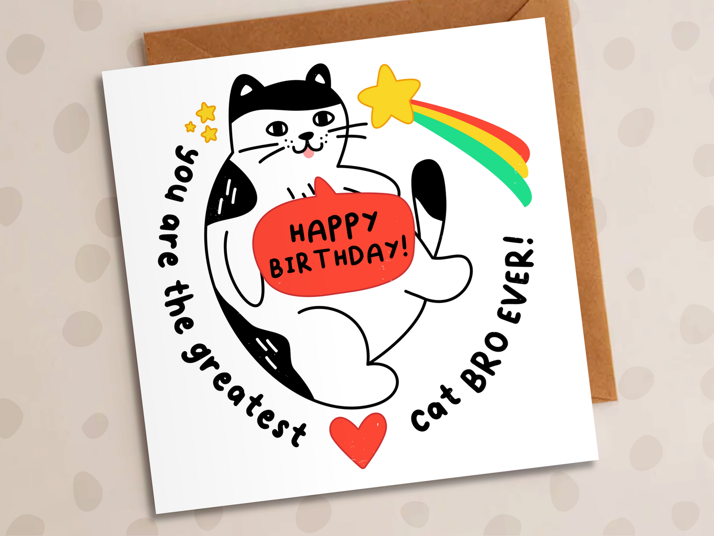Greatest Cat Bro Ever Card, Birthday, Brother