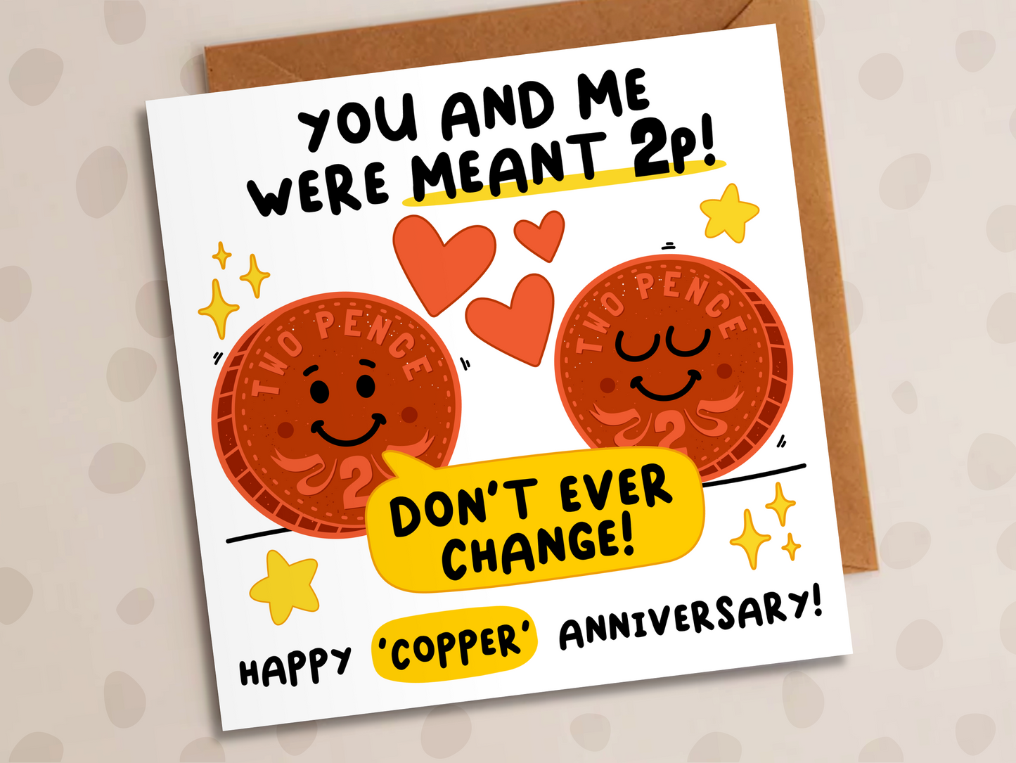 You And Me Were Meant 2p Card, Anniversary, Copper Wedding