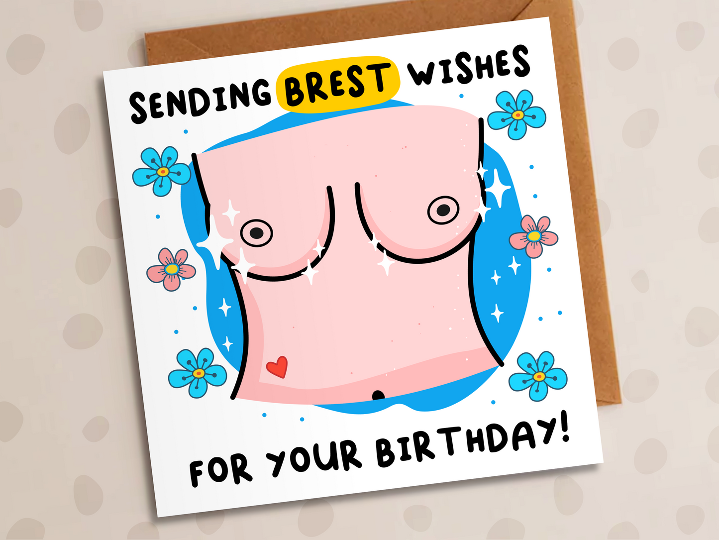 Brest Wishes Birthday Card, Birthday, Boobs