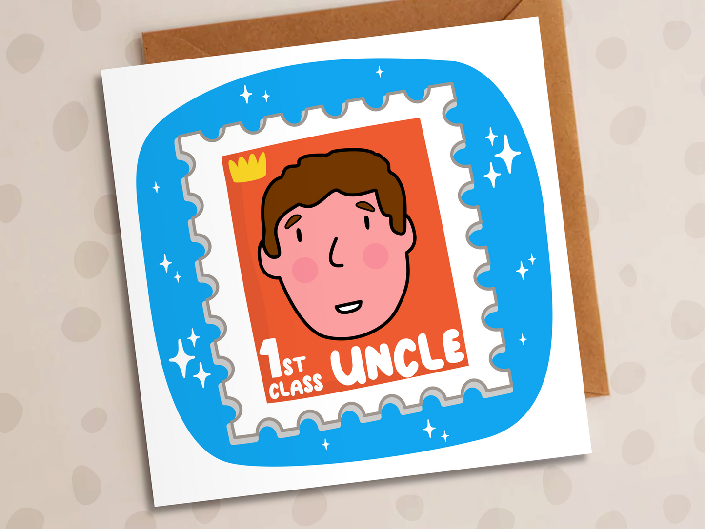 First Class Uncle Card, Birthday, Stamp