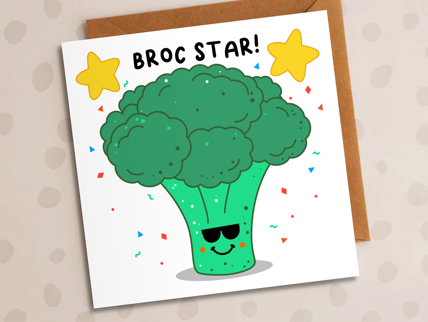 Broc Star Card, Birthday, Broccoli