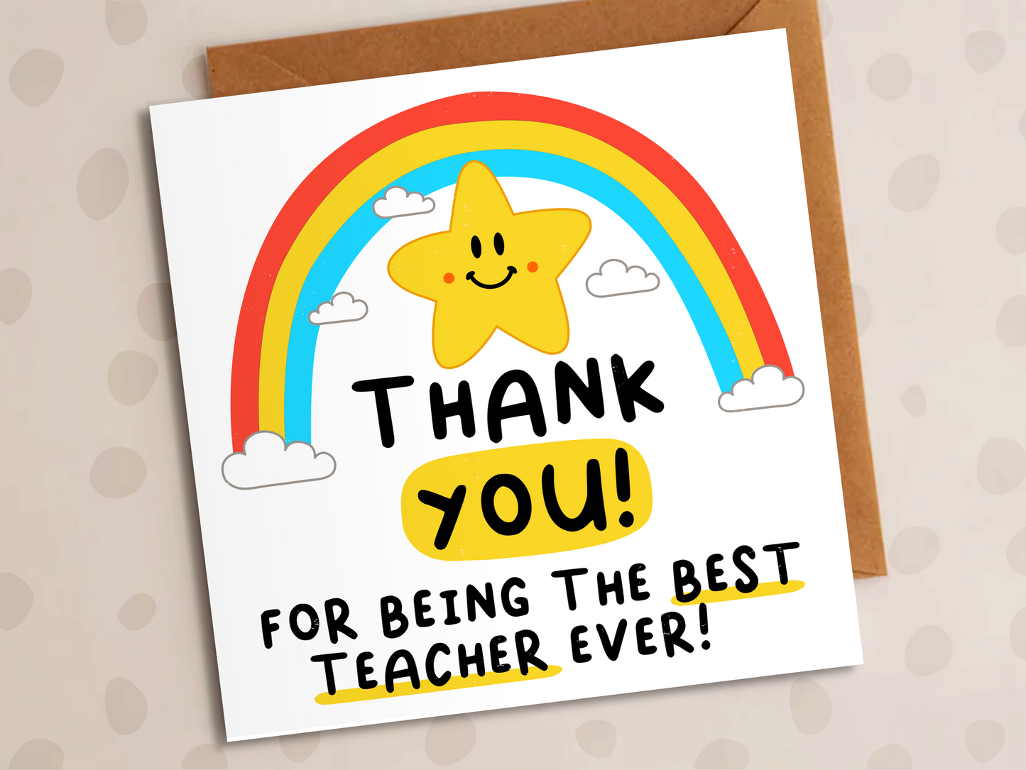 Thank You For Being The Best Teacher Card, Teacher, Rainbow