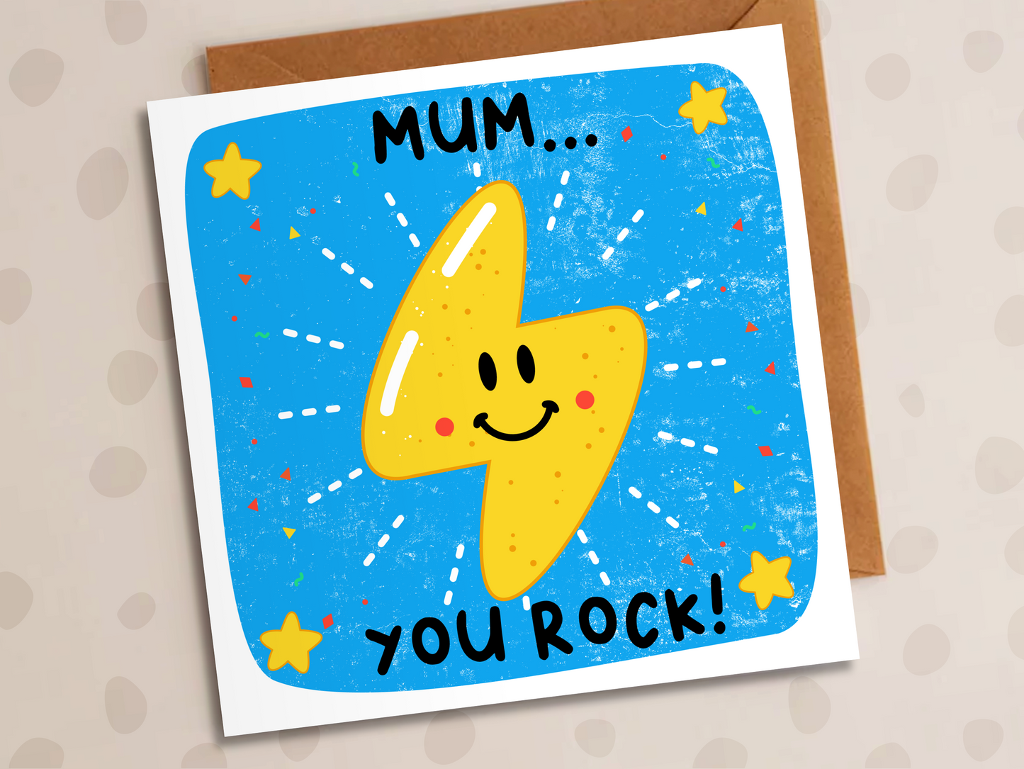 Mum, You Rock Card, Birthday, Lightning Bolt