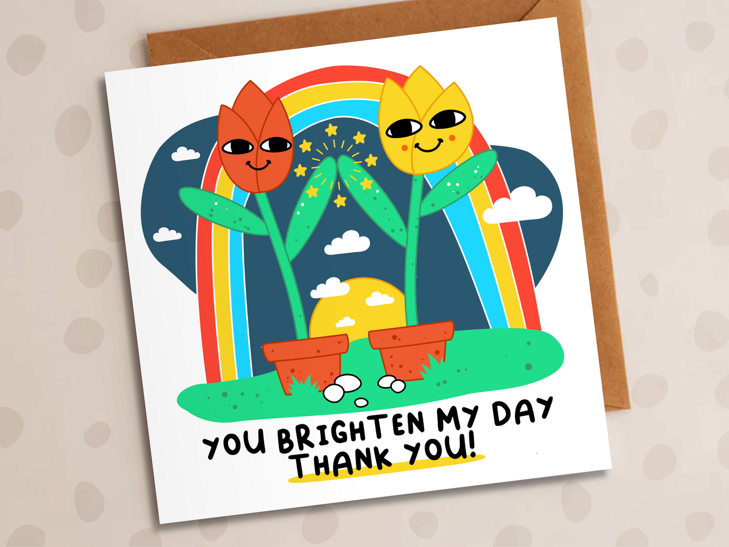 You Brighten My Day Card, Thank-You, Flowers