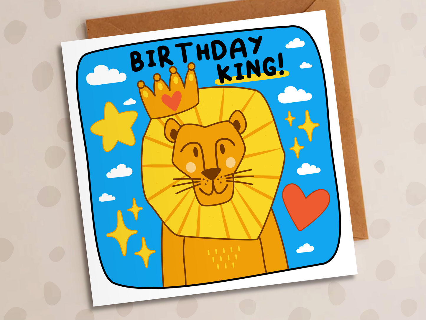 Birthday King Card, Birthday, Lion