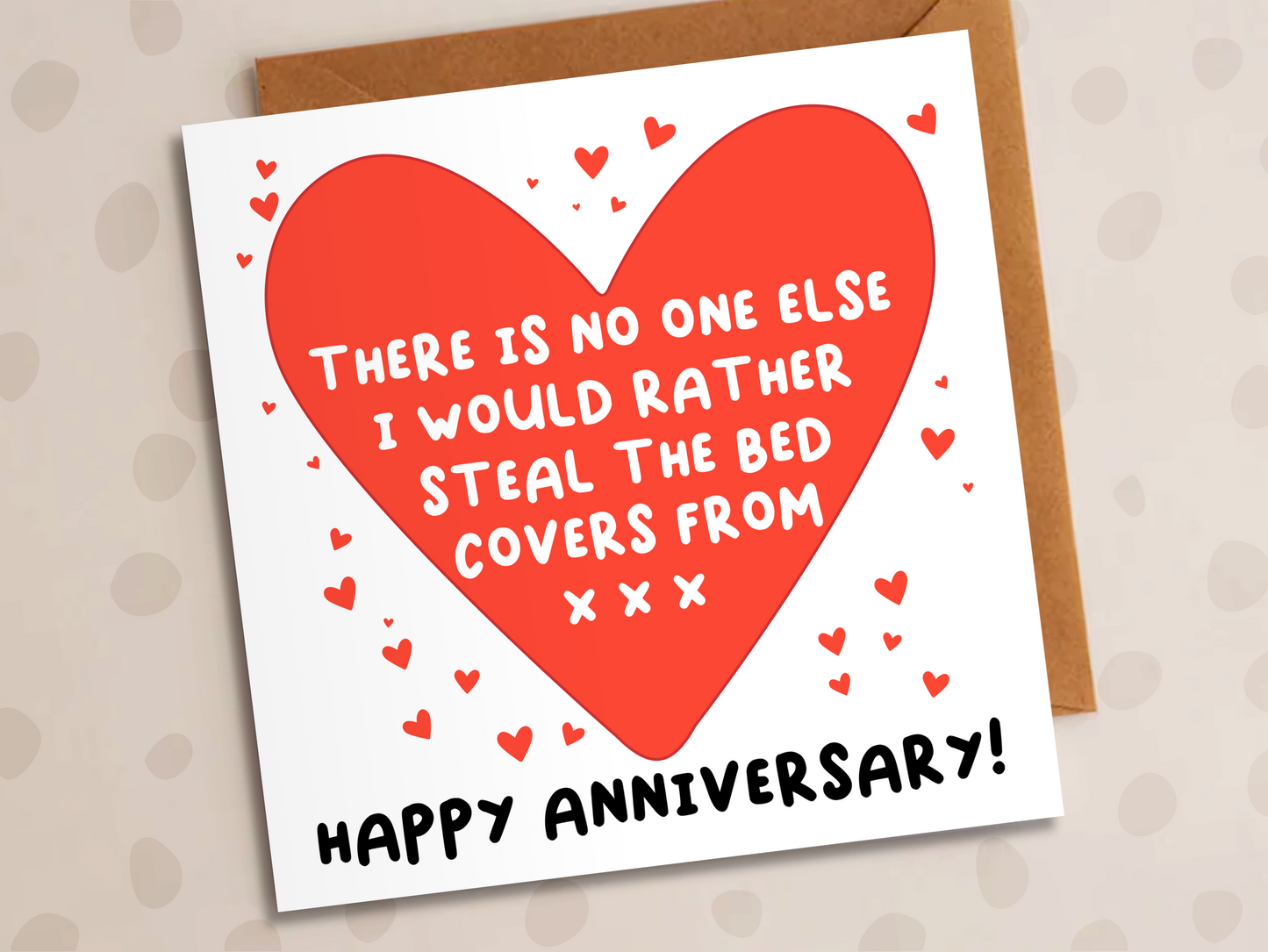 Bed Covers Card, Anniversary, Heart