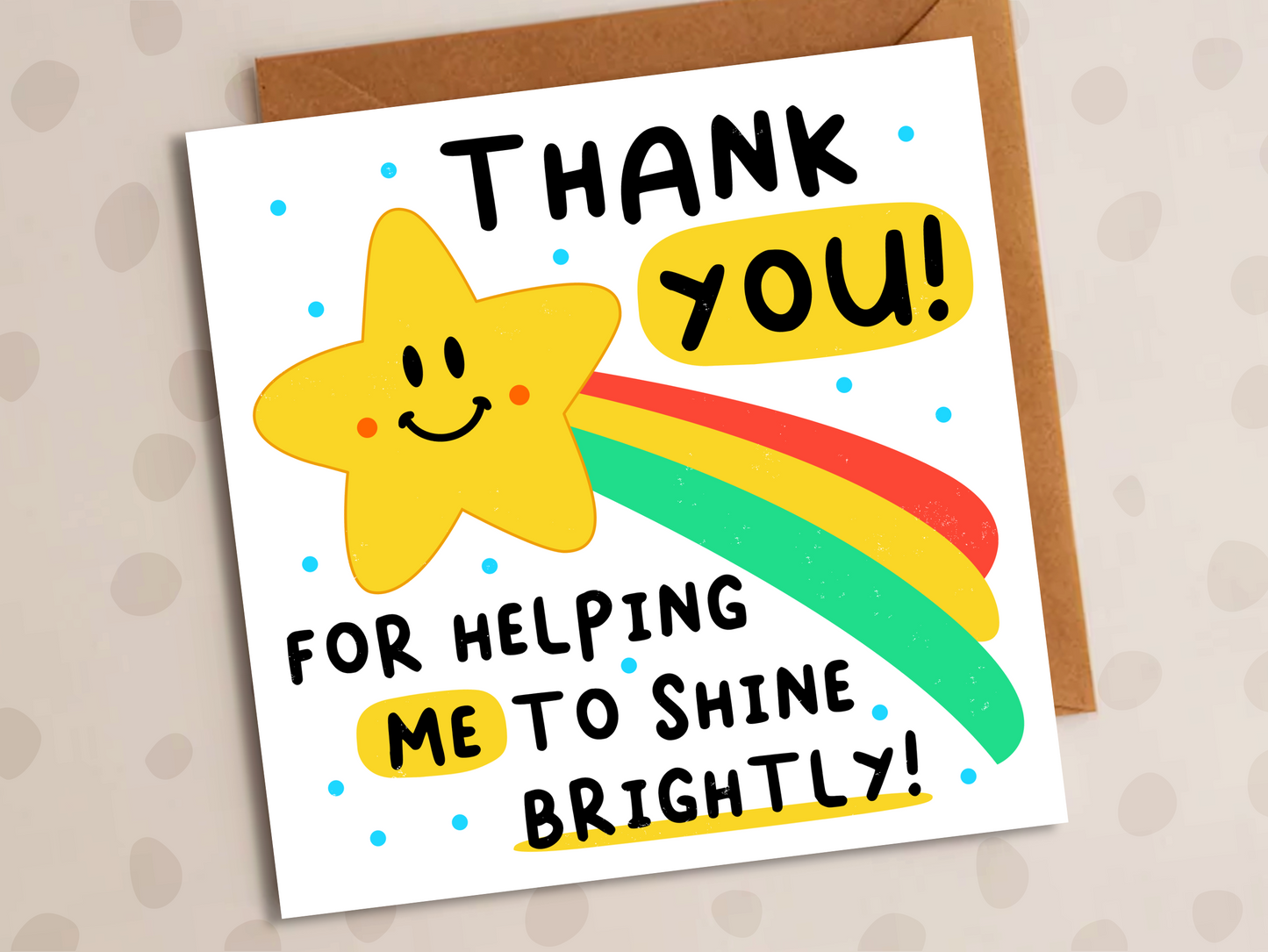 Thank You For Helping Me Shine Card, Thank-You Teacher, Star