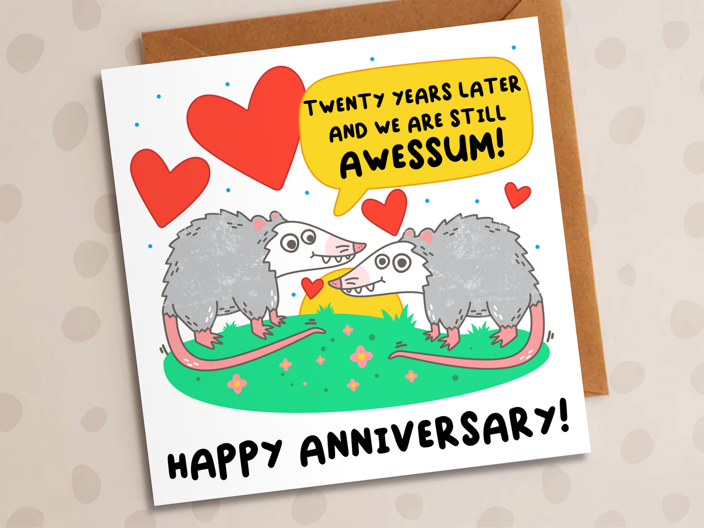 We Are Still Awessum Card, Personalised Anniversary Year, Opossums