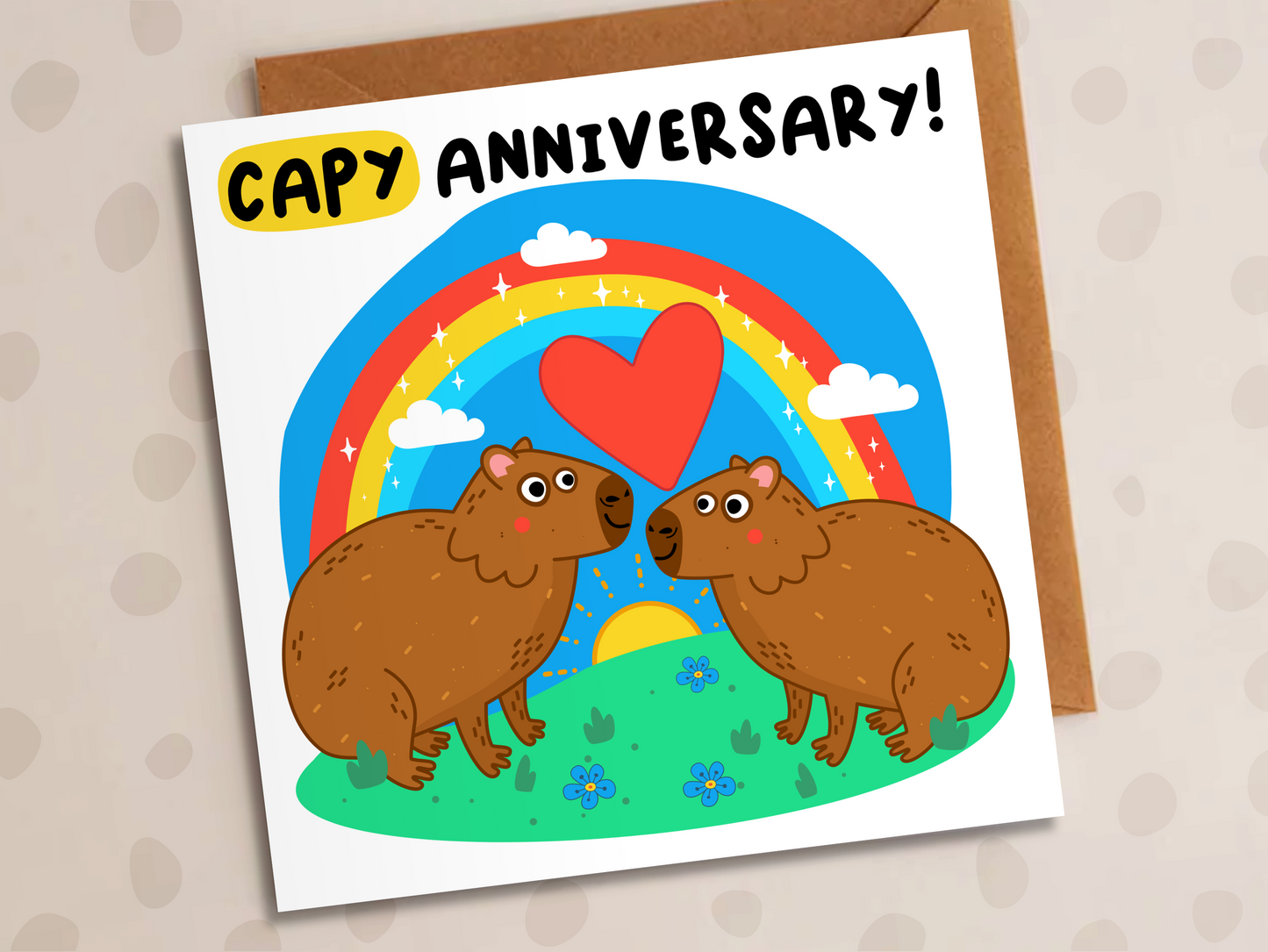 Capy Anniversary Card, Anniversary, Cute Capybera