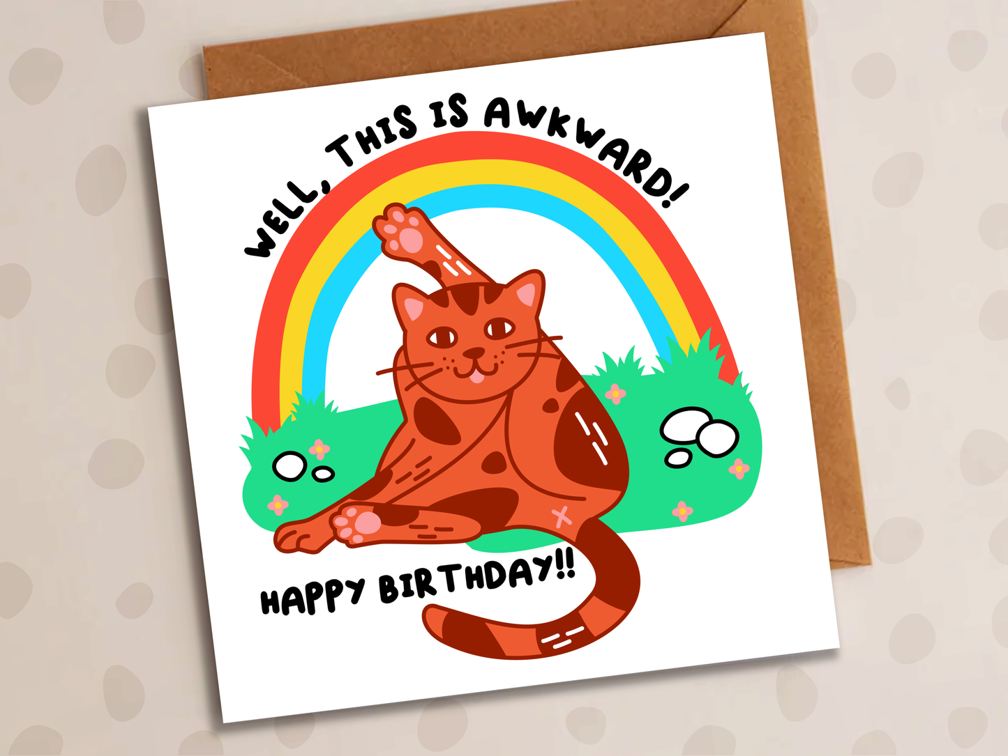 Well This is Awkward Card, Birthday, Cat In Litter Tray