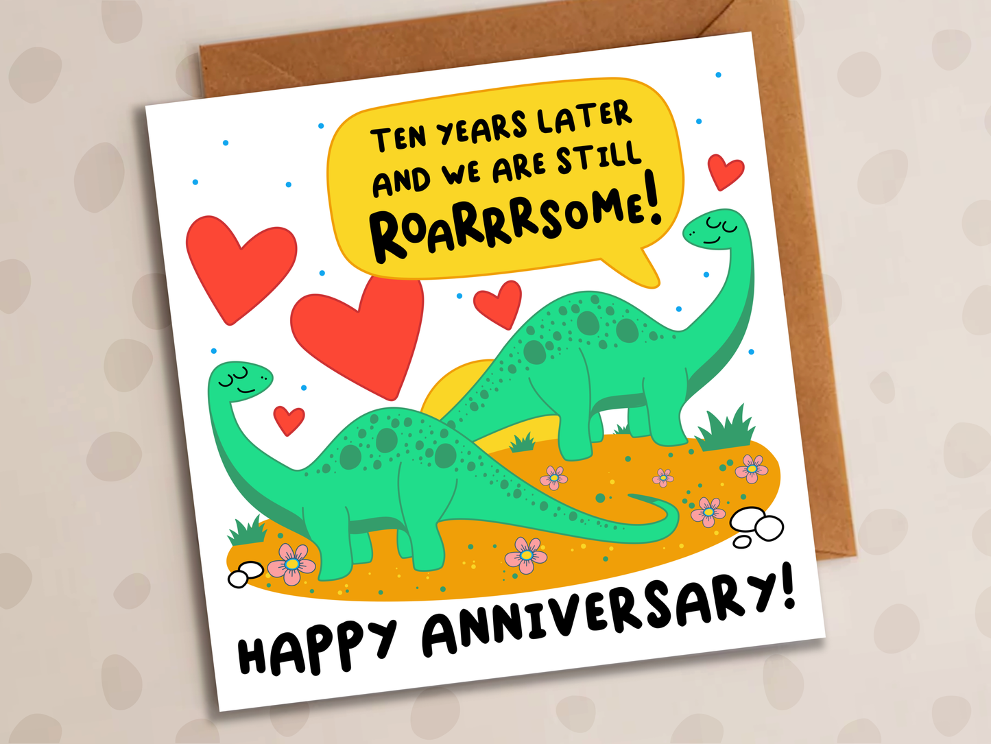 Still Roarsome Card, Personalised Anniversary Year, Cute Dinosaurs