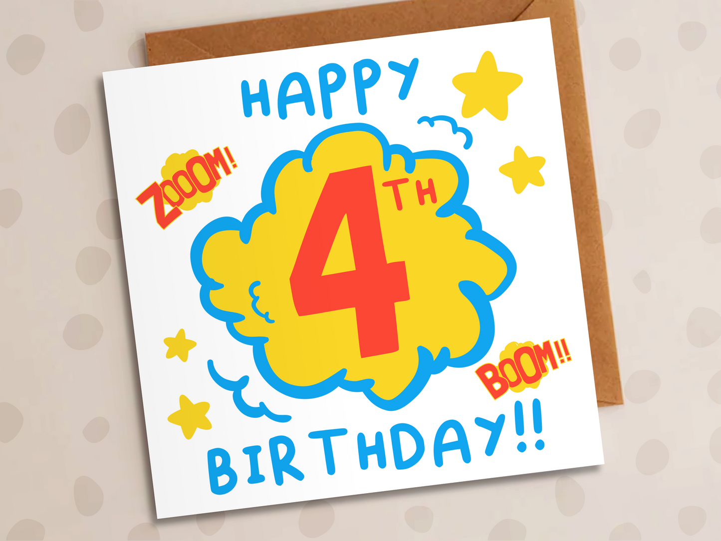 Super Hero Birthday Card, Age 4
