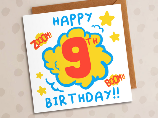 Super Hero Birthday Card, Age 9