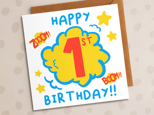 Super Hero Birthday Card, Age 1