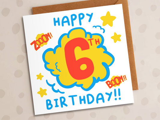 Super Hero Birthday Card, Age 6