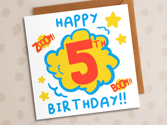 Super Hero Birthday Card, Age 5