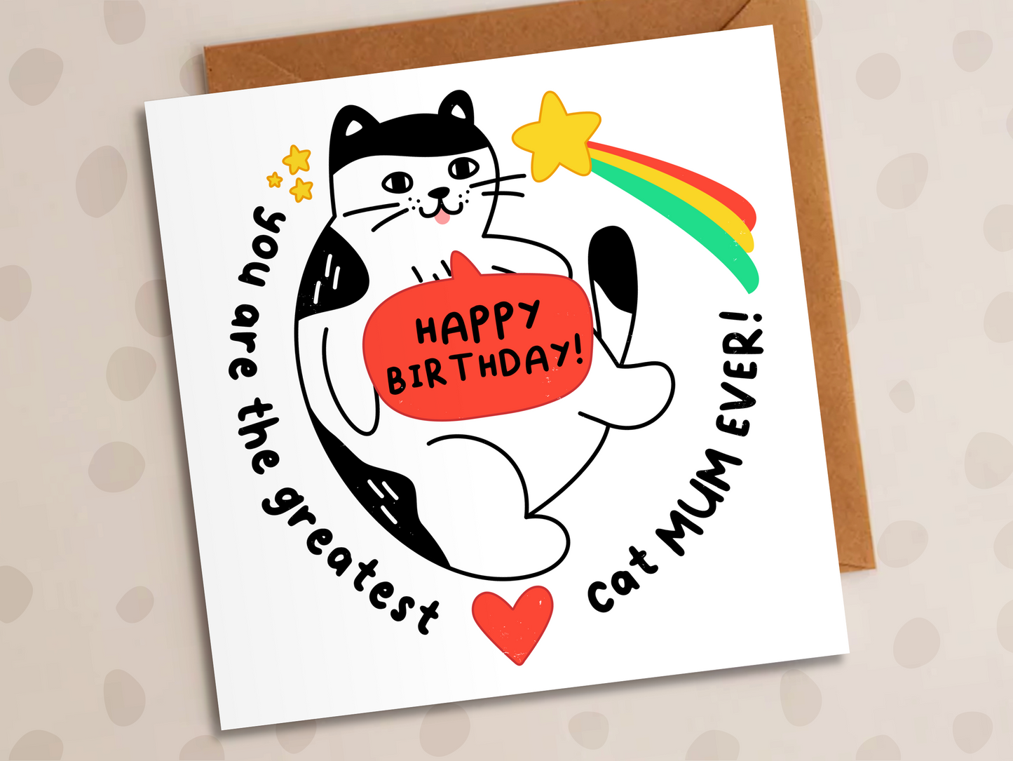 Greatest Cat Mum Ever Card, Birthday, Cat Mum