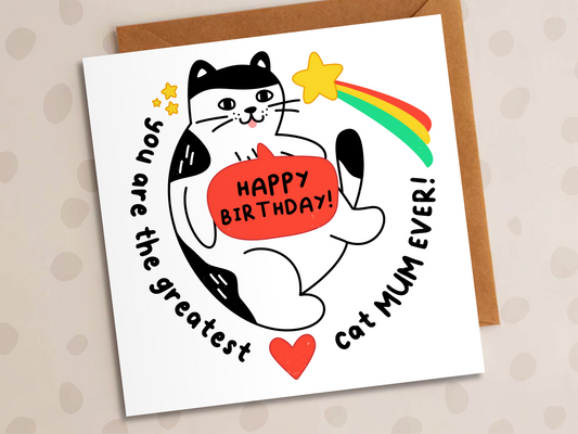 Greatest Cat Mum Ever Card, Birthday, Cat Mum