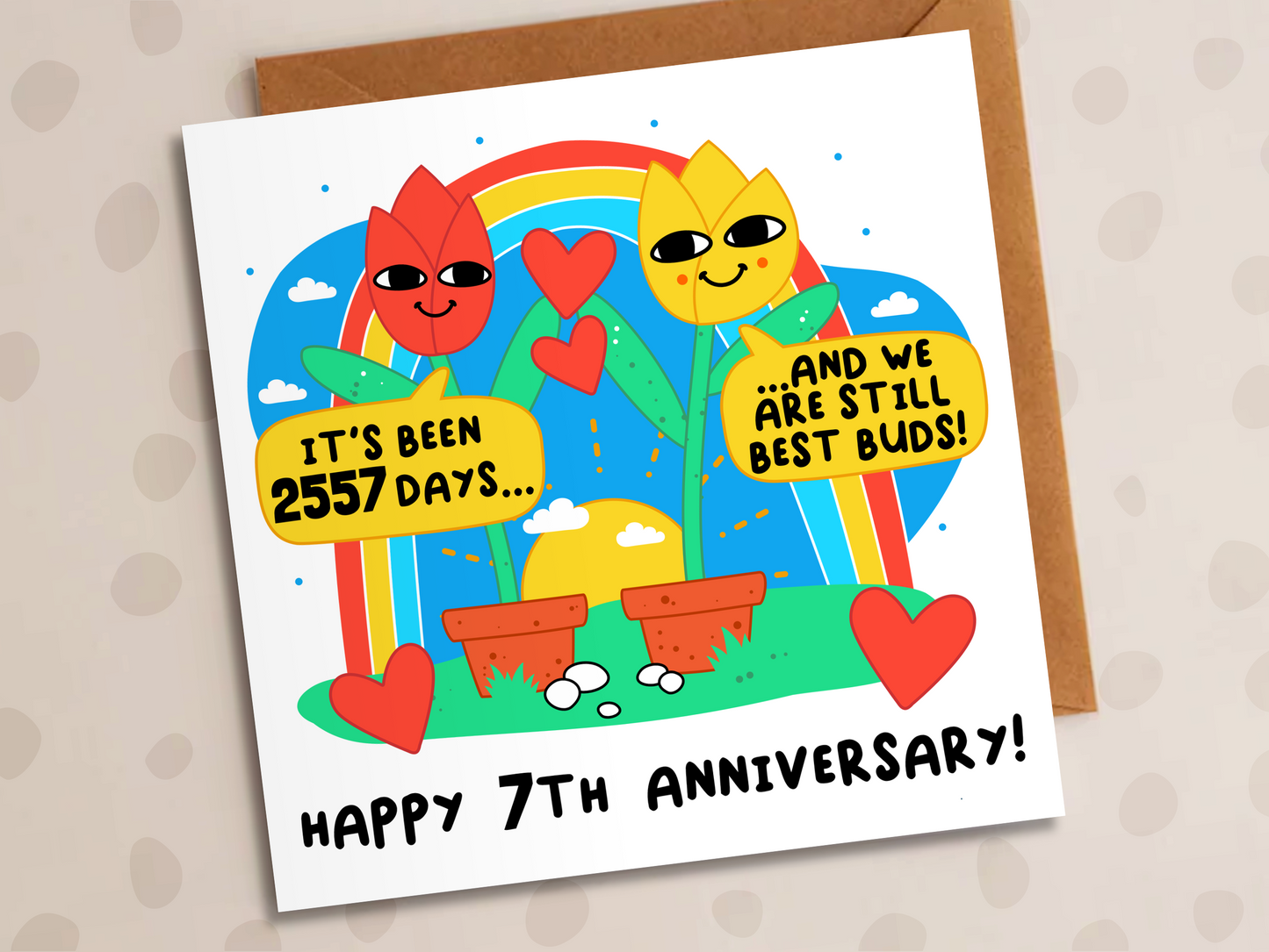 We Are Still Best Buds Card, Personalised Anniversary Year, Flowers