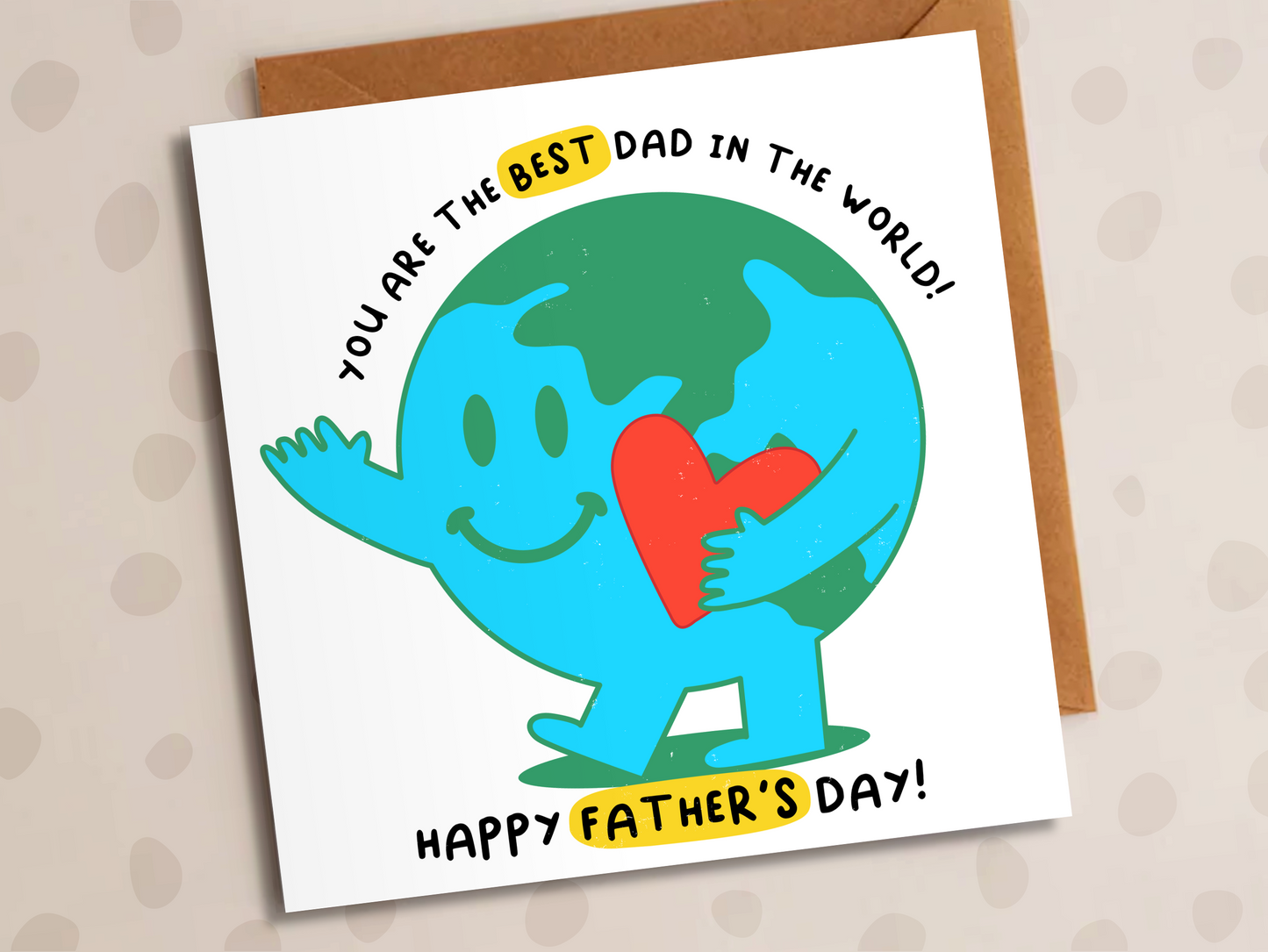 Best Dad In The World Card, Father's Day, World