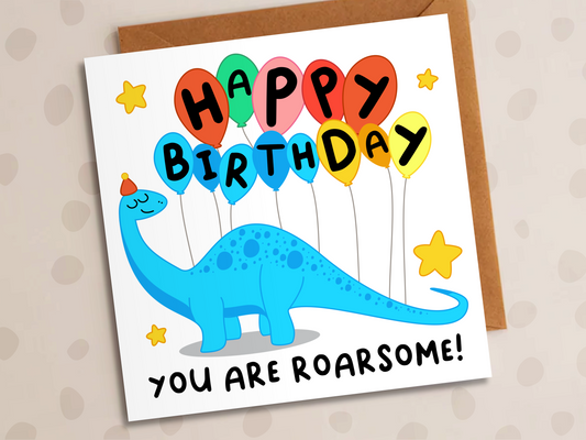 You Are Roarsome Card, Birthday, Dinosaur