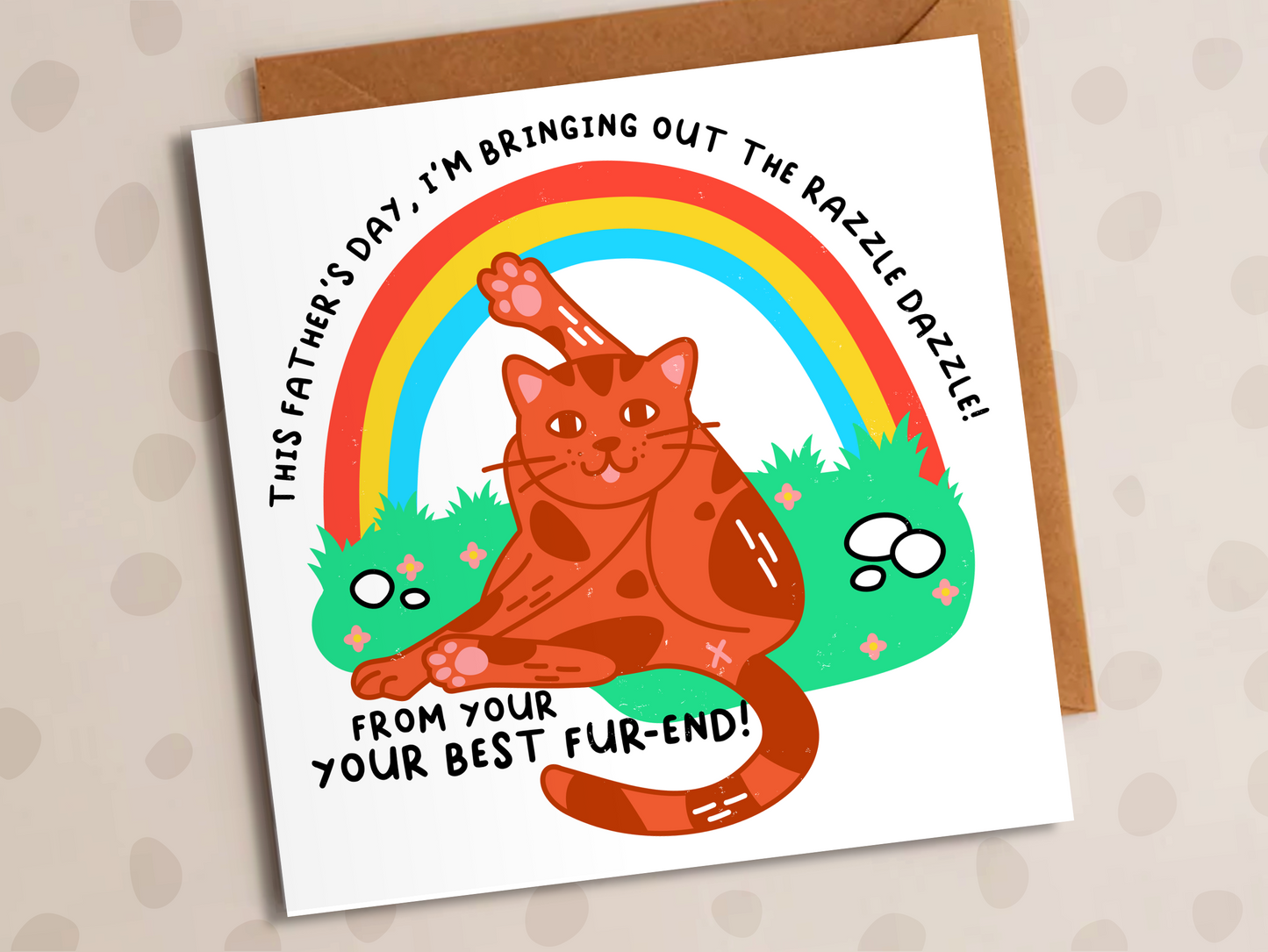Cat Razzle Dazzle Card, Father's Day, Best Fur-end