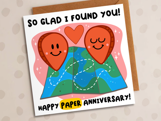 So Glad I Found You Card, Paper Wedding Anniversary