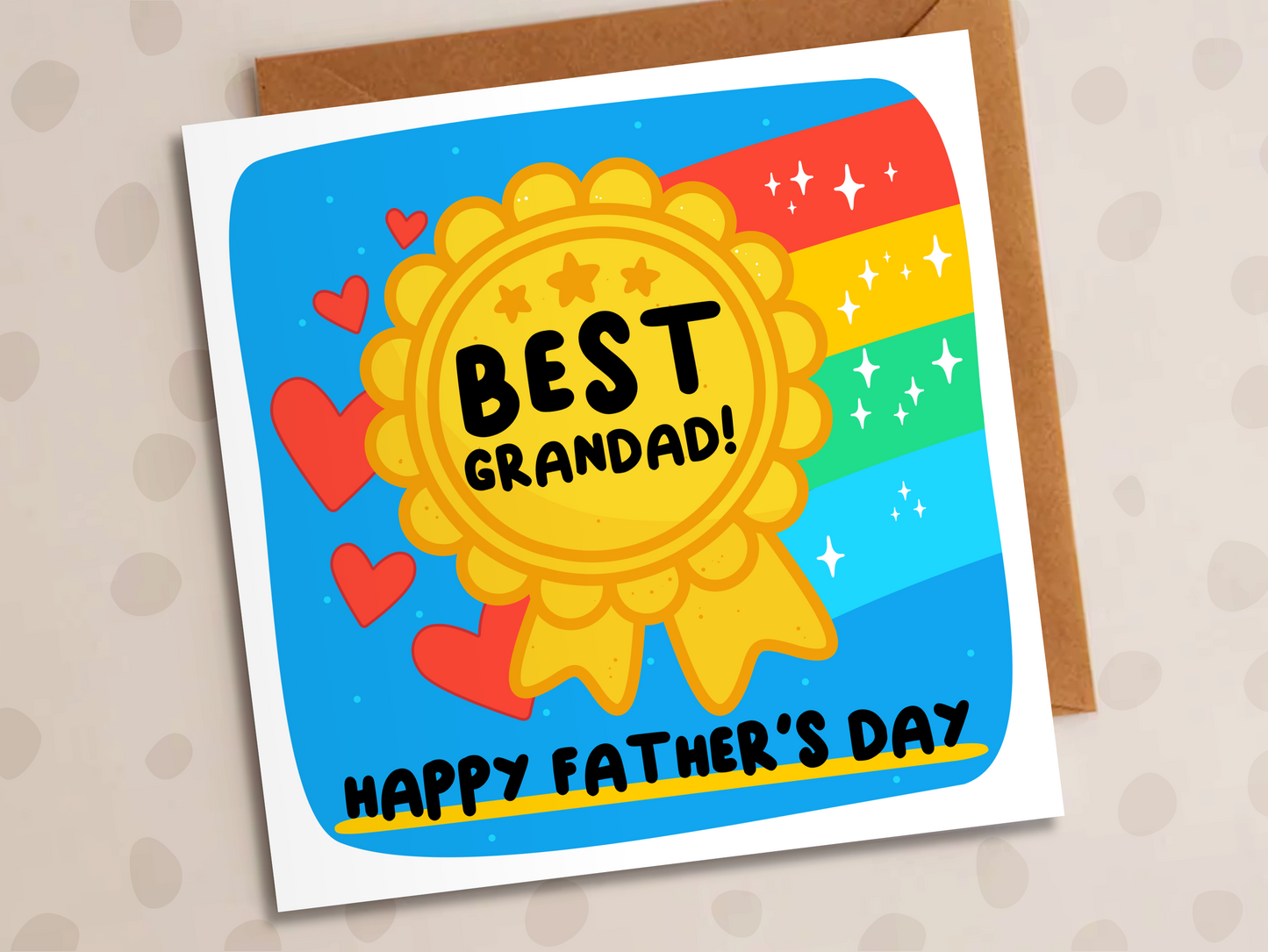 Best Grandad Award Card, Father's Day, Rosette