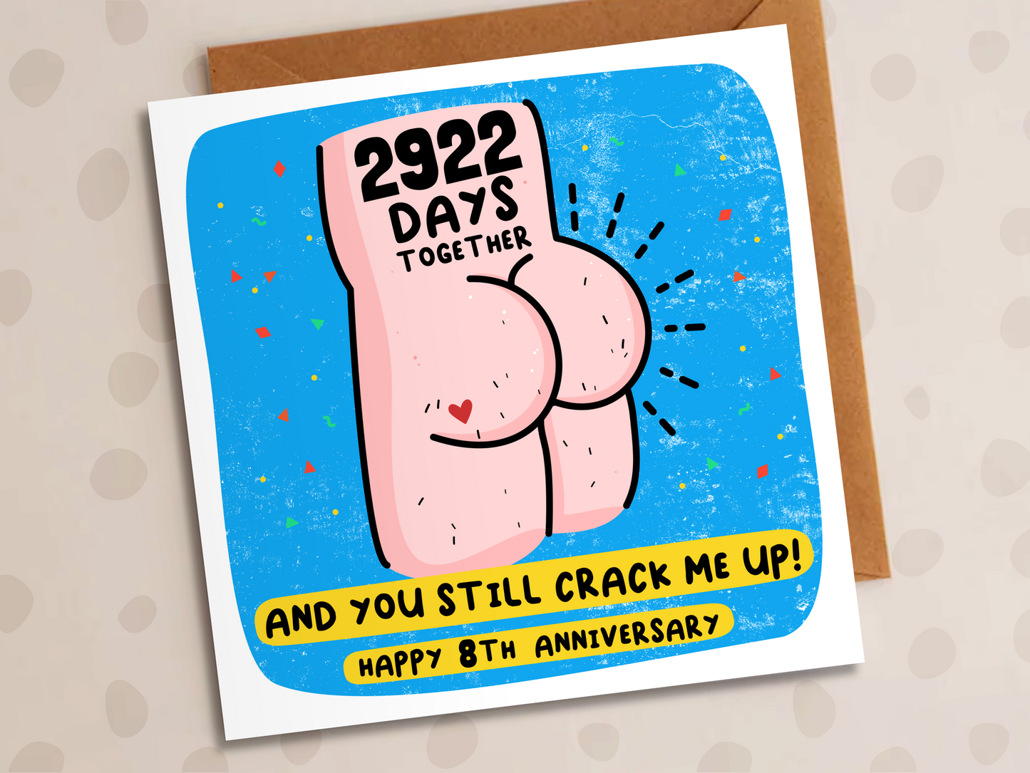 You Crack Me Up Card, Personalised Anniversary Year, Cute Bum