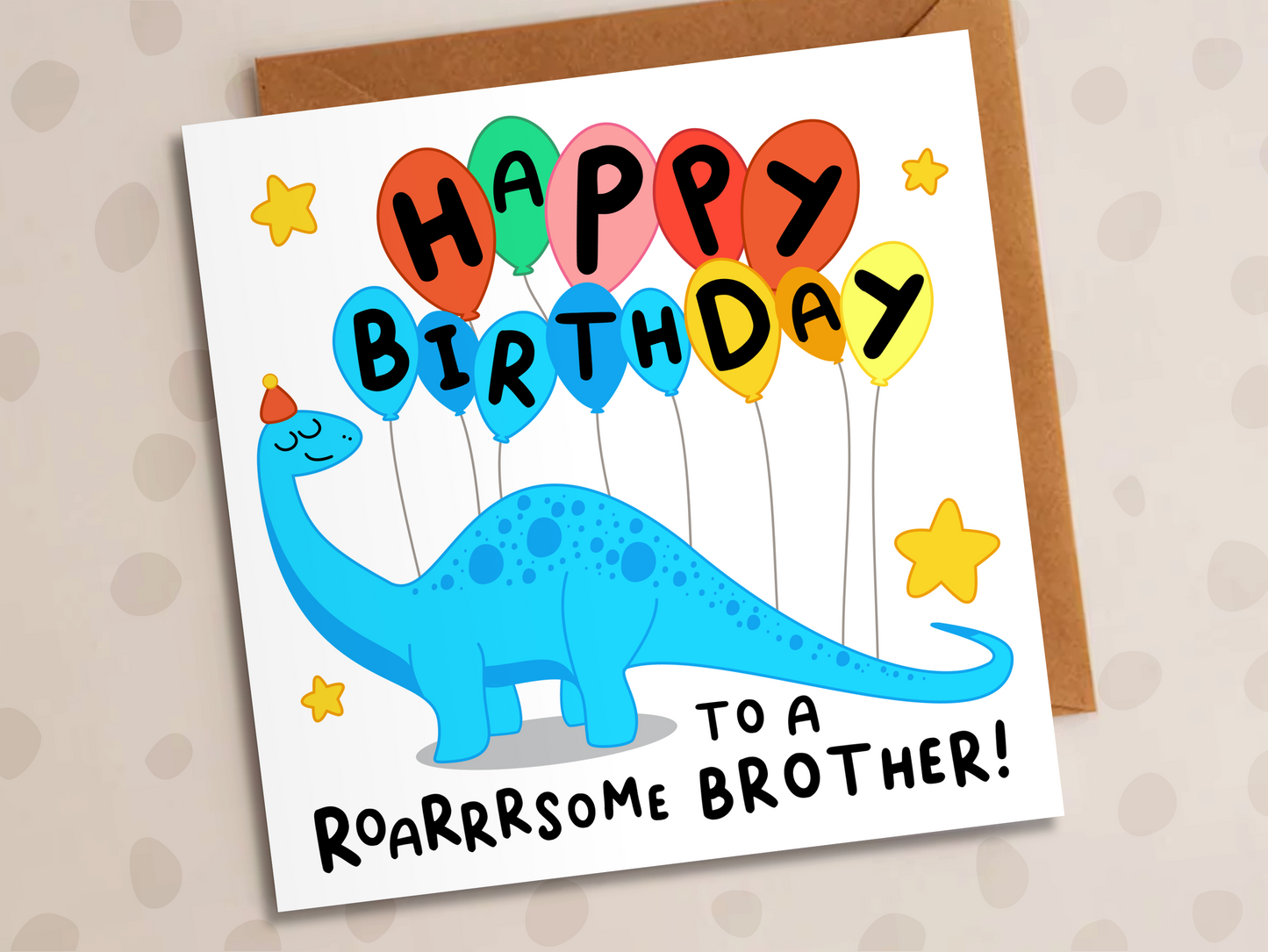Roarsome Brother Card, Birthday, Dinosaur