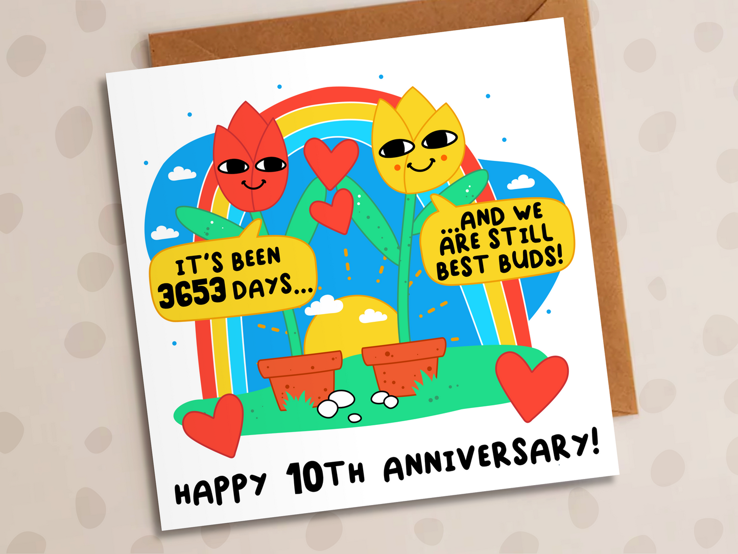 We Are Still Best Buds Card, Personalised Anniversary Year, Flowers