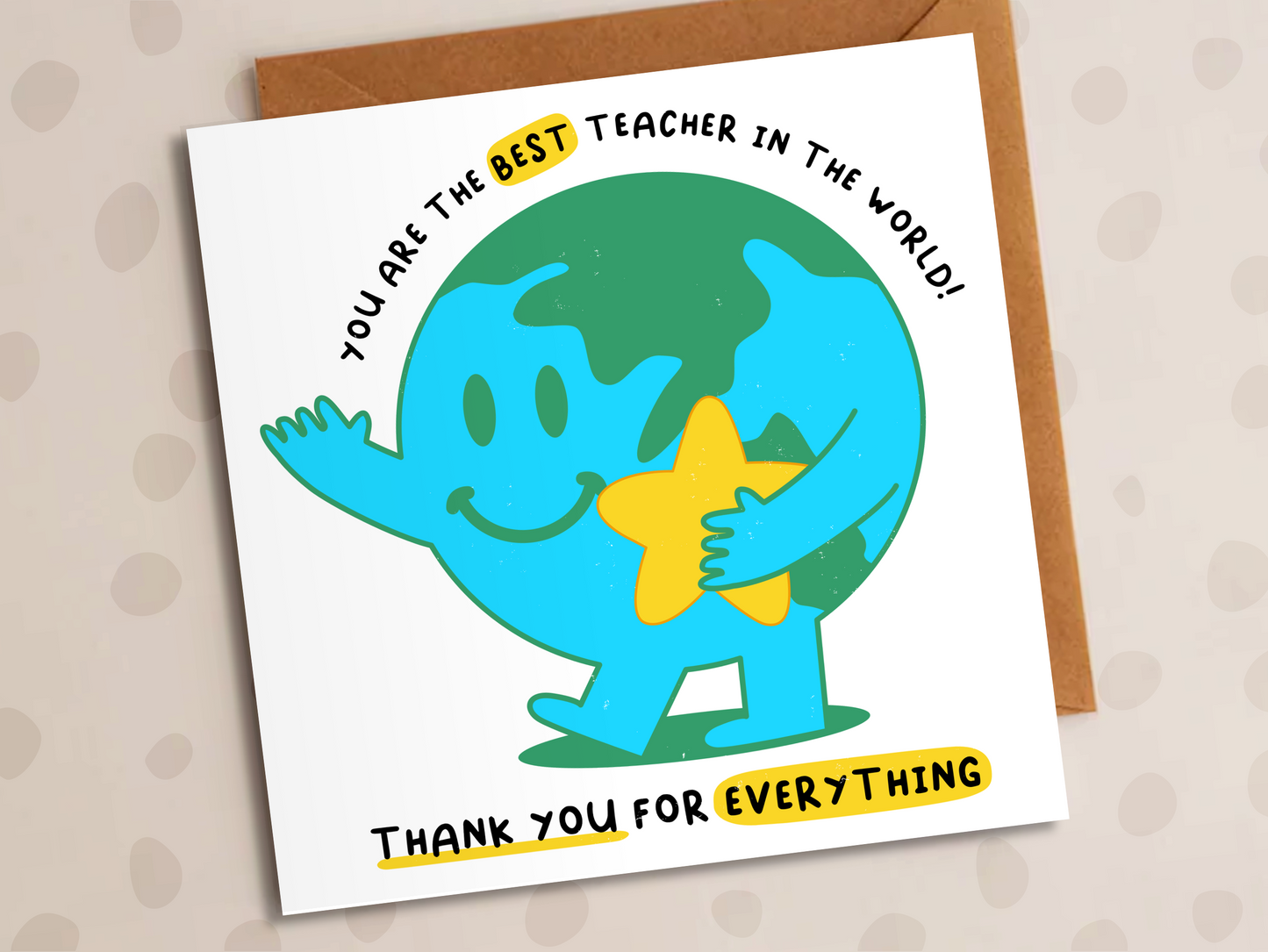 Best Teacher In The World Card, Thank-You Teacher, World