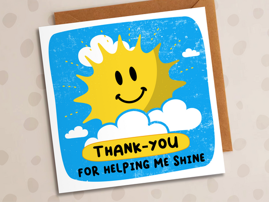 Thank You For Helping Me Shine Card, Thank-You Teacher, Sun
