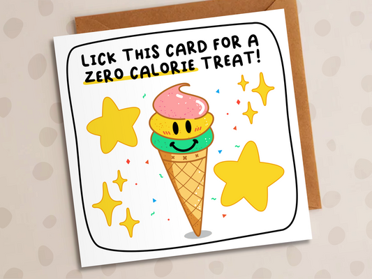 Lick This Card For A Zero Calorie Treat Card, Birthday, Ice-Cream