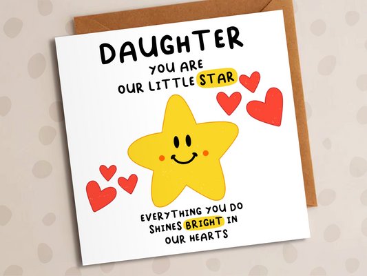 Our Little Star Card, Birthday, Shine Bright Daughter