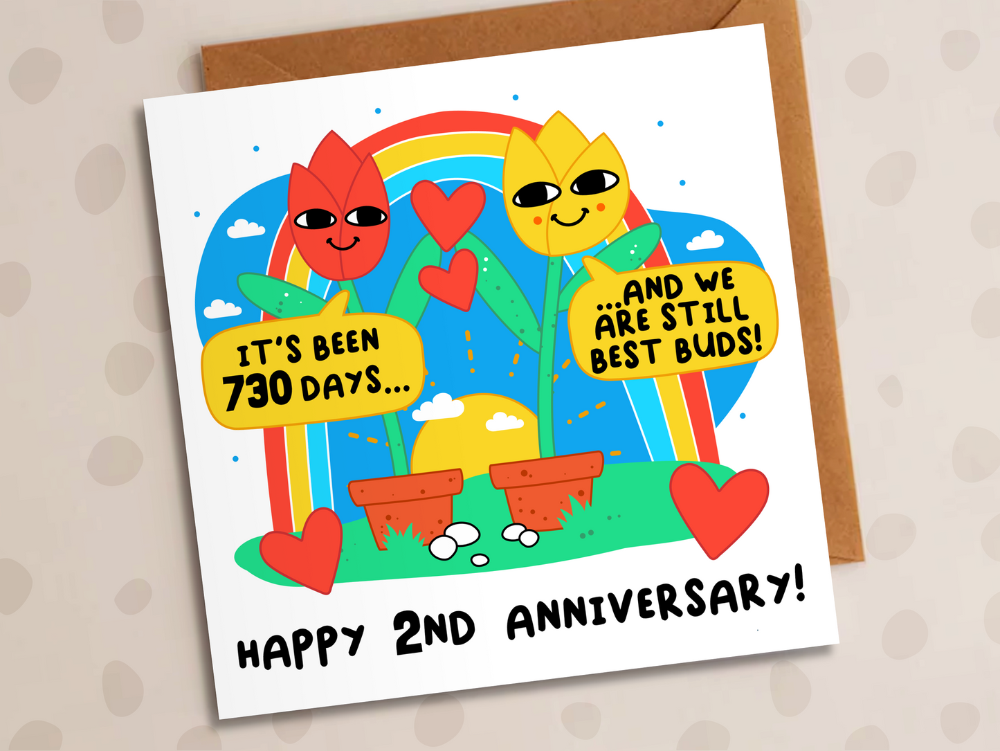We Are Still Best Buds Card, Personalised Anniversary Year, Flowers