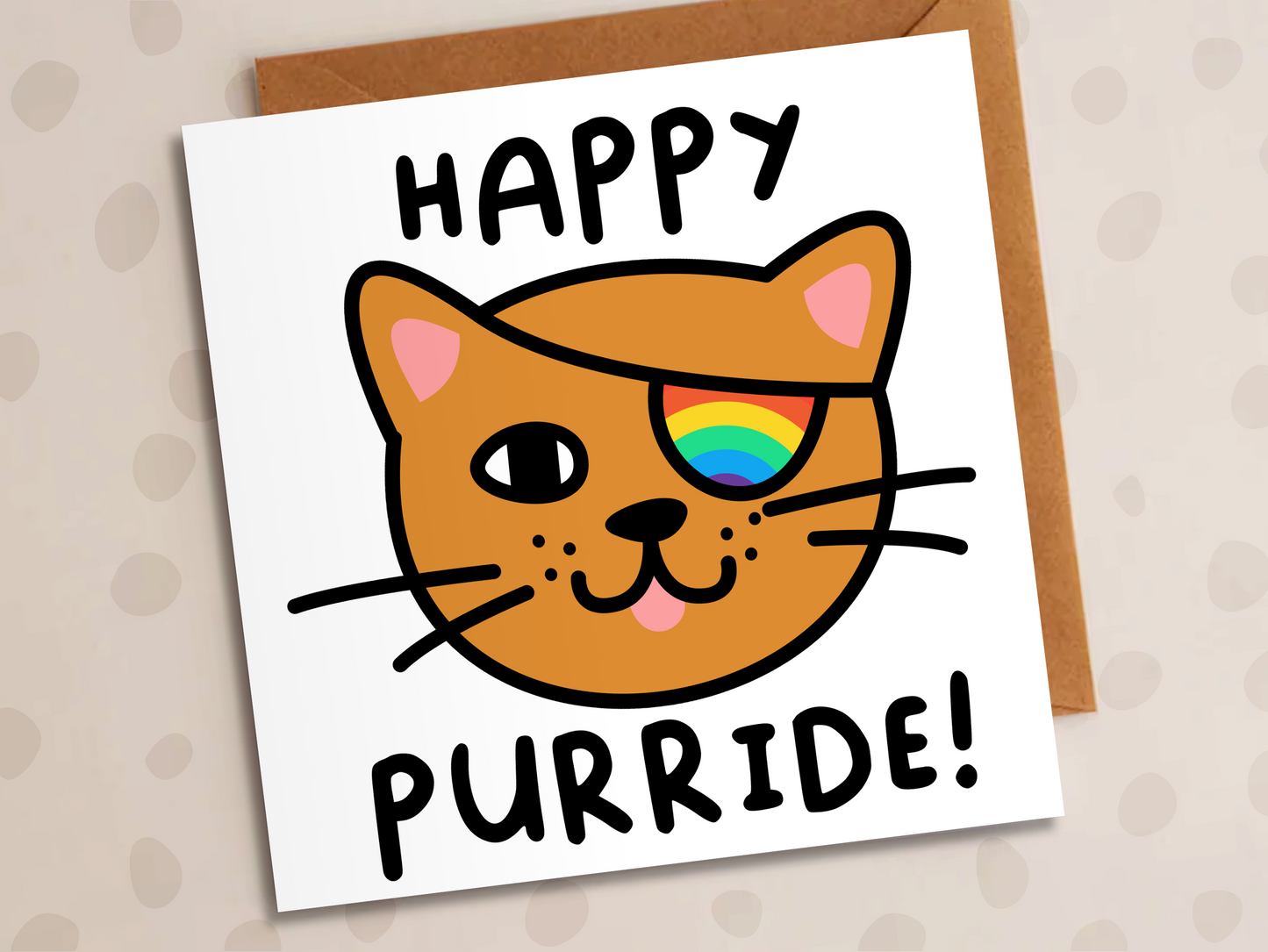 Happy Purride Card, Pride, LGBT, Cat Patch