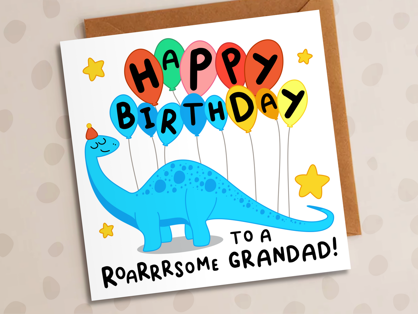 Roarsome Grandad Card, Birthday, Dinosaur
