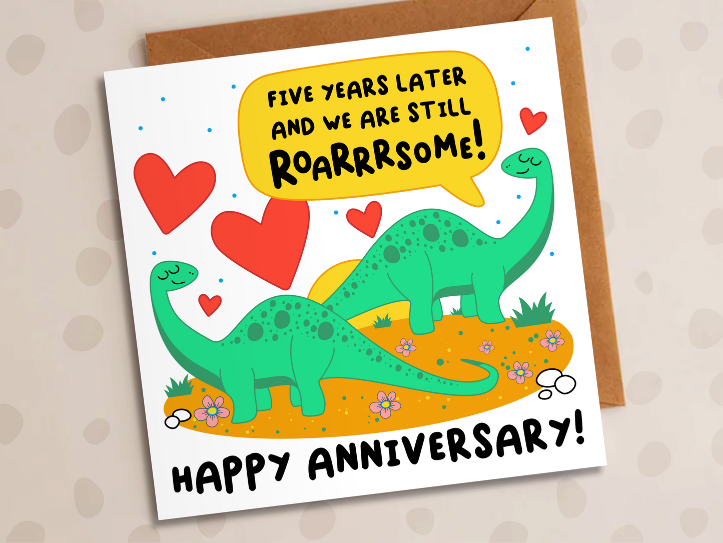 Still Roarsome Card, Personalised Anniversary Year, Cute Dinosaurs