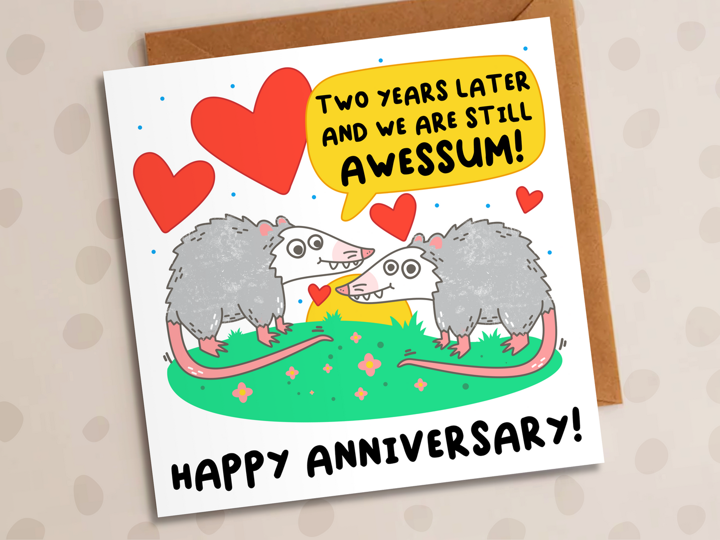 We Are Still Awessum Card, Personalised Anniversary Year, Opossums