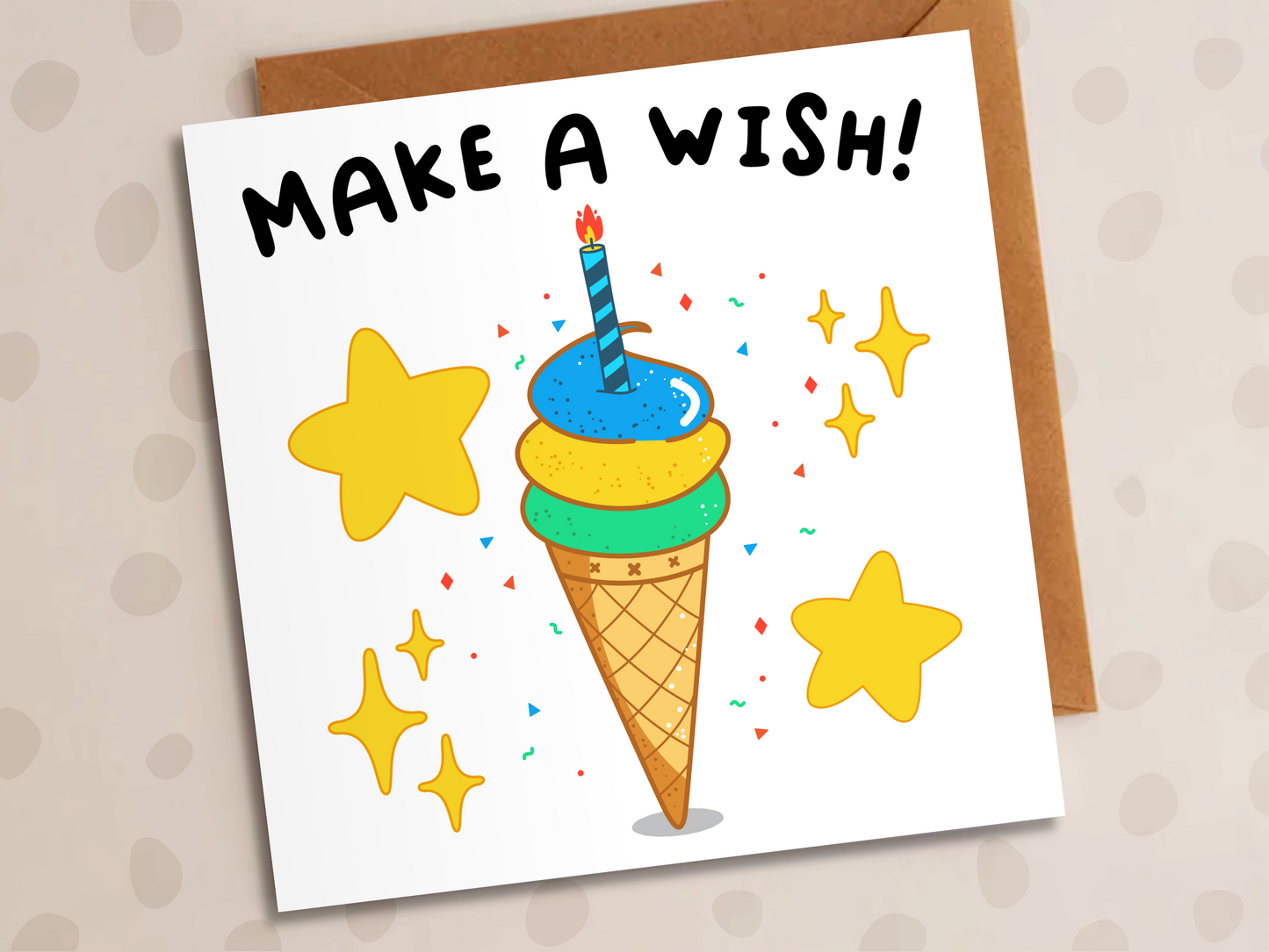 Make A Wish Card, Birthday, Ice-Cream