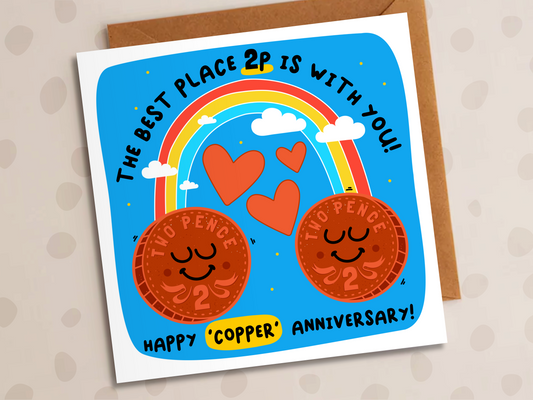 The Best Place 2p Card, Copper Wedding Anniversary