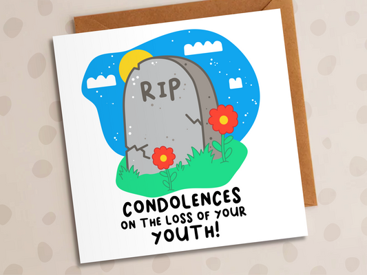 Loss Of Your Youth Card,  Birthday, Gravestone